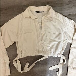 Zara Button-Up Cropped Shirt